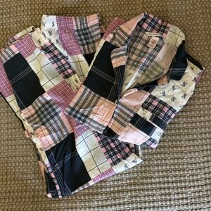 Victoria's Secret Girls Patchwork Plaid Shorts - Pink & Black